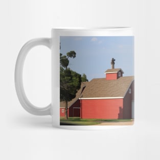 Kansas Red Barn with blue sky on a farm Mug